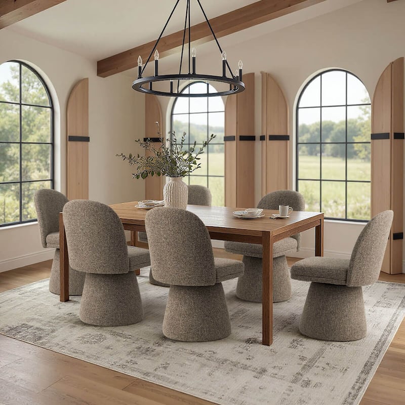 Upholstered Swivel Dining Chair(Set of 6)