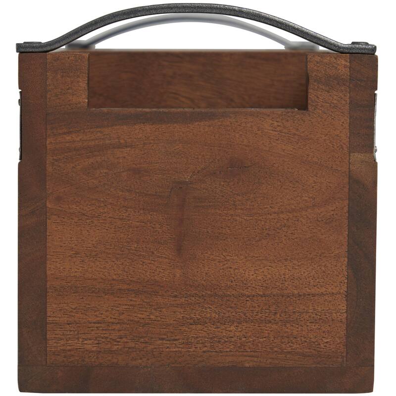 Mango Wood 3 Section Living Room Decor Tray with Black Metal Handles - Brown or Beige - Roche River Decor