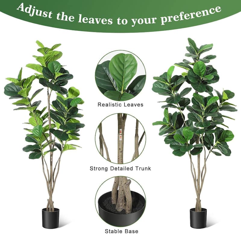 Fiddle Leaf Fig Artificial Tree Faux Floor Plant for Home Decor