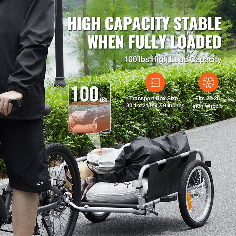 Bike Cargo Trailer, Heavy-Duty Bicycle Wagon Cart, Foldable Compact Storage & Quick Release with Universal Hitch