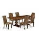 preview thumbnail 43 of 44, 7-Pc Kitchen Dinning Set with Rectangle Table and Parson Chairs - Distressed Jacobean Finish (Color Option)