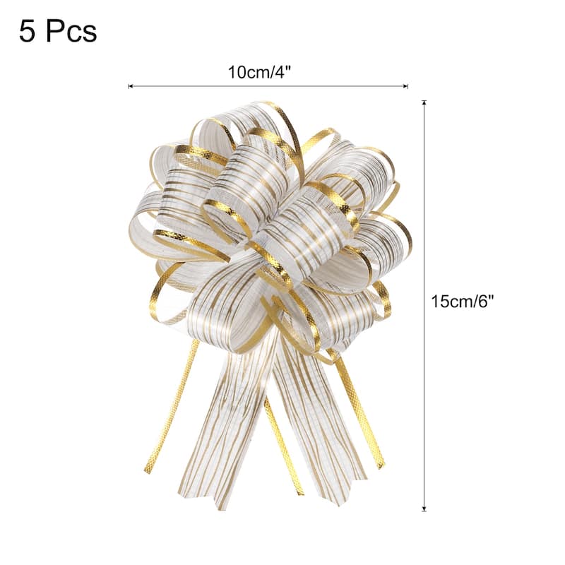 5pcs 7 Inch Large Pull Bow Gift Wrapping Bows Ribbon Organza Bows - White - 6 Inch
