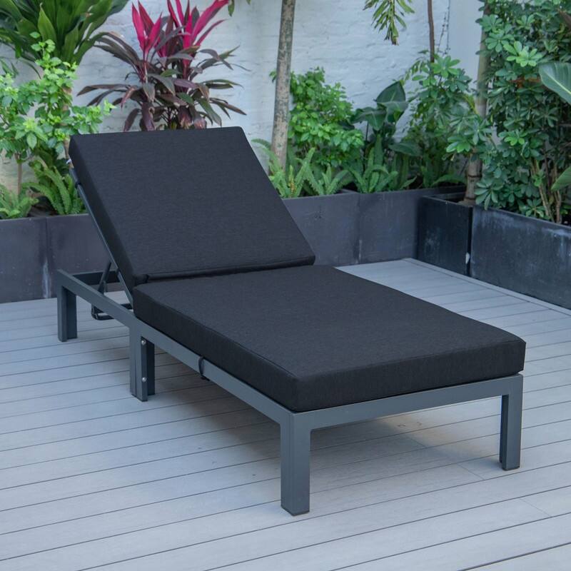 Chelsea Heavy-Duty Aluminum Outdoor Chaise Lounge with Machine-Washable Fade-Resistant Cushions, Lay-Flat Design