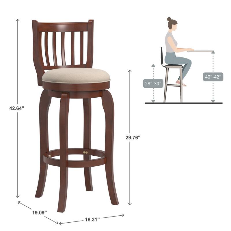 Ali Modern Linen 29-inch High Back Bar Stool Swivel by iNSPIRE Q Classic