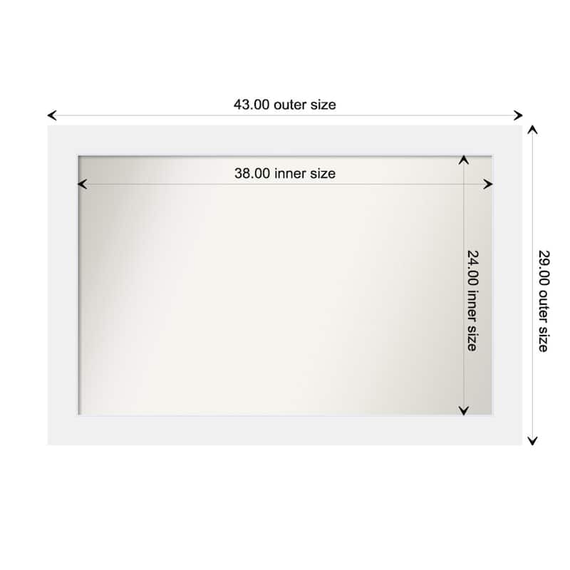 Corvino White Framed Non-Beveled Custom Wall Mirror, Bathroom Vanity Mirror - Outer Size: 43 x 29