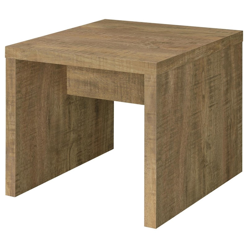 23.5 in. Natural Brown Square Wood End Table, Sturdy Build End Side Table for Living Rooms