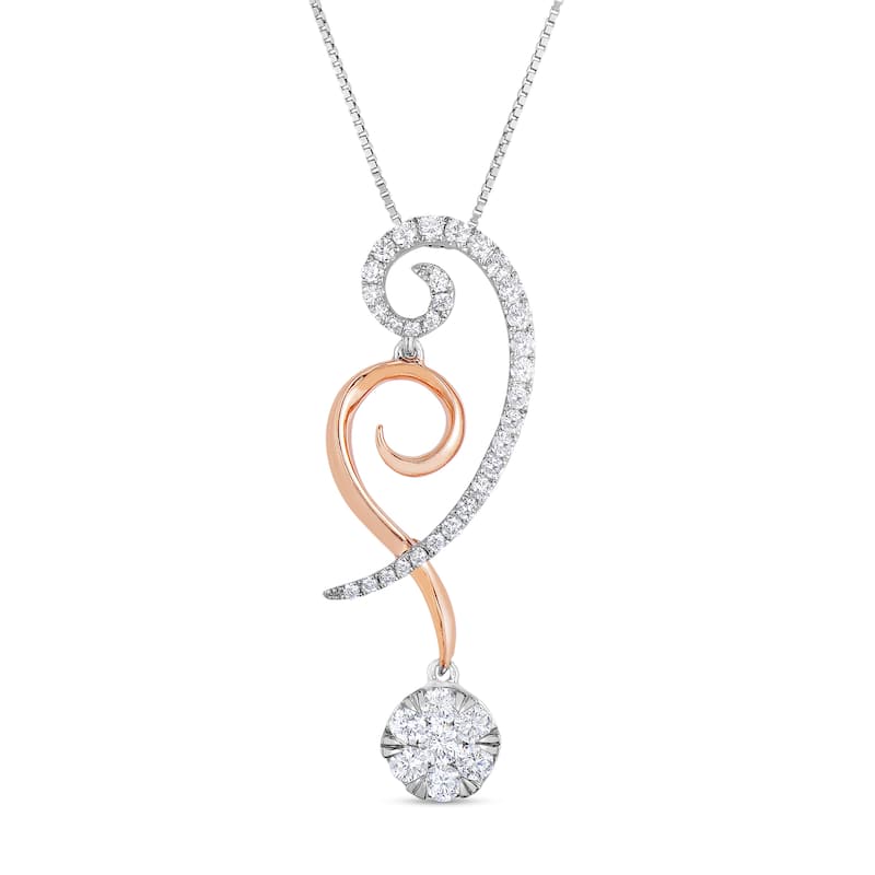 3/8 Cttw Natural Diamond 14KT 2-Tone Pink Gold Pendant