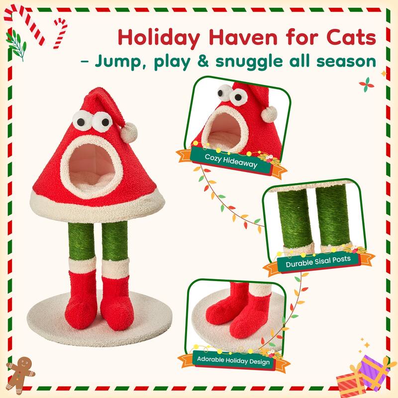 Christmas Cat Tree Tower for Indoor Cats - Red