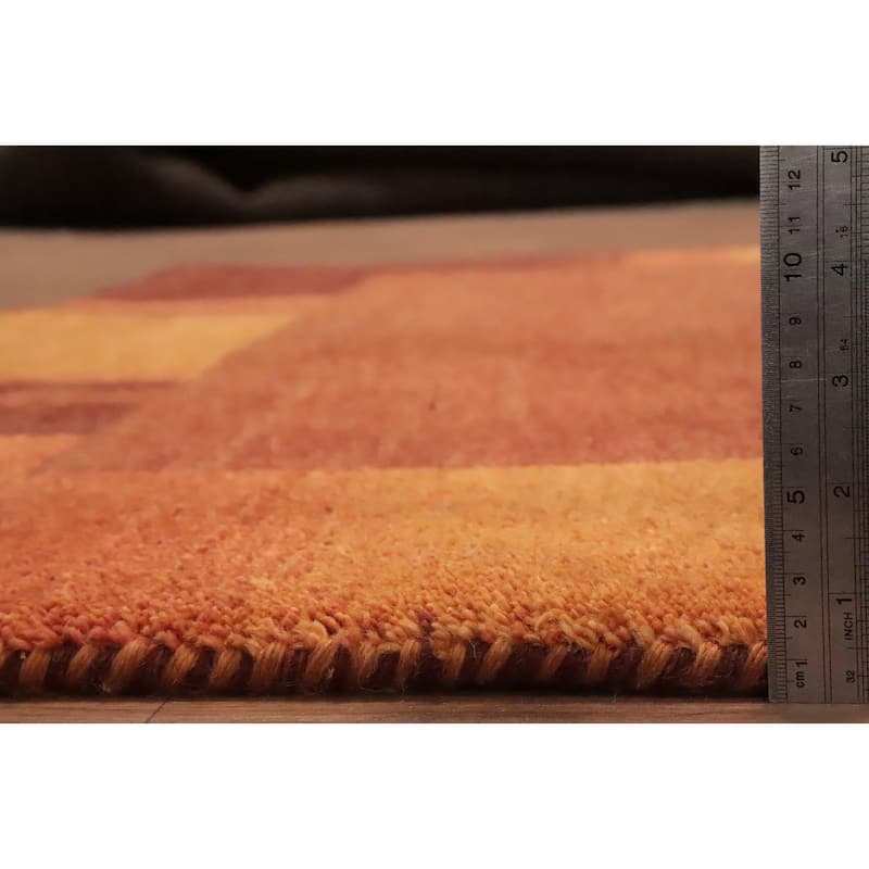 Hand Knotted Oriental 100% Wool Carpet Modern Solid Oranges & Rust Gabbeh Area Rug - 6' 6'' X 4' 8''
