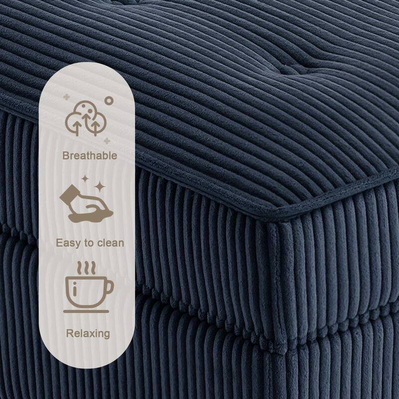 Modular Corduroy Corner Sectional Sofa Couch Set with Tufted Cushion