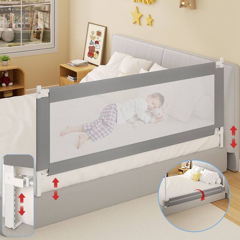 Bed Rail for Toddlers, Detachable Baby Bed Rail Guard - White - Toddler