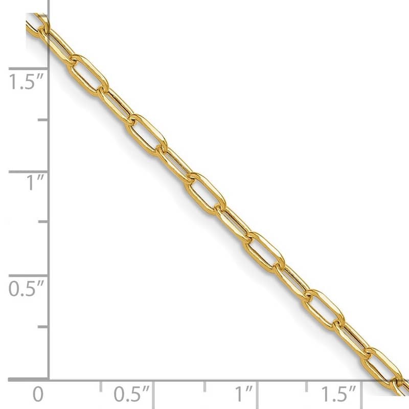 Curata 14k Yellow Gold 3.0mm Beveled Diamond Cut Paperclip Chain Necklace (Lobster)