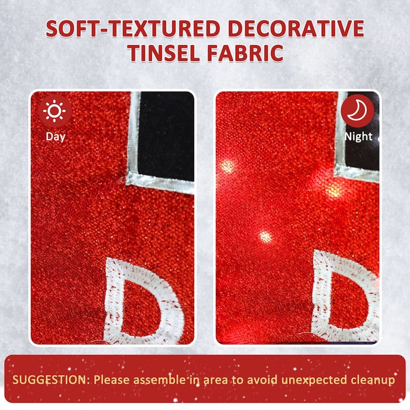 VEIKOUS 5FT Lighted Christmas Countdown Sign, Outdoor Countdown Board with Days Setting & Sturdy Steel Frame