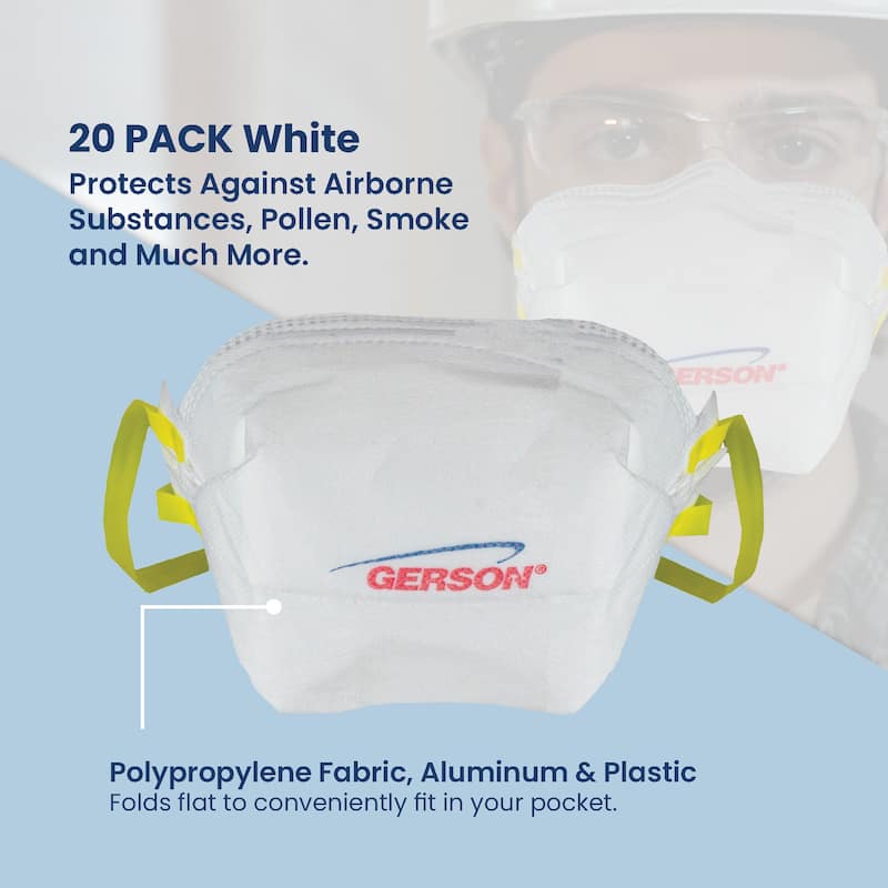 Pack of 20 White Disposable Gerson FFP2 Dust Face Masks