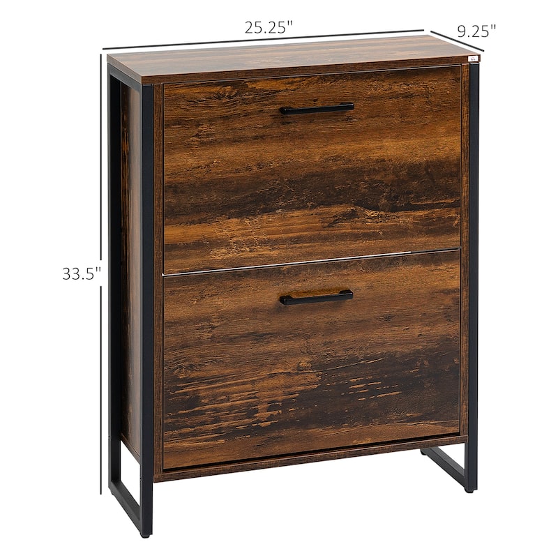HOMCOM Shoe Cabinet with 2 Flip Doors, Shoe Cupboard, Entryway Storage Unit