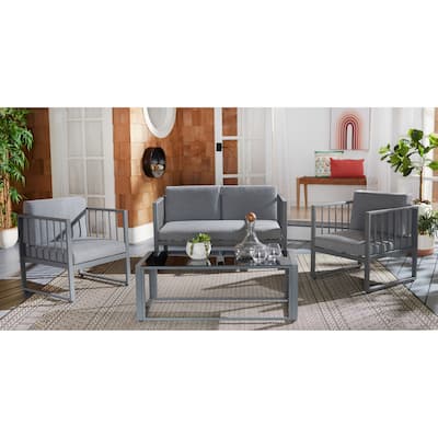 SAFAVIEH Outdoor Severa 4-Piece Living Set - 49W x 28D x 25H