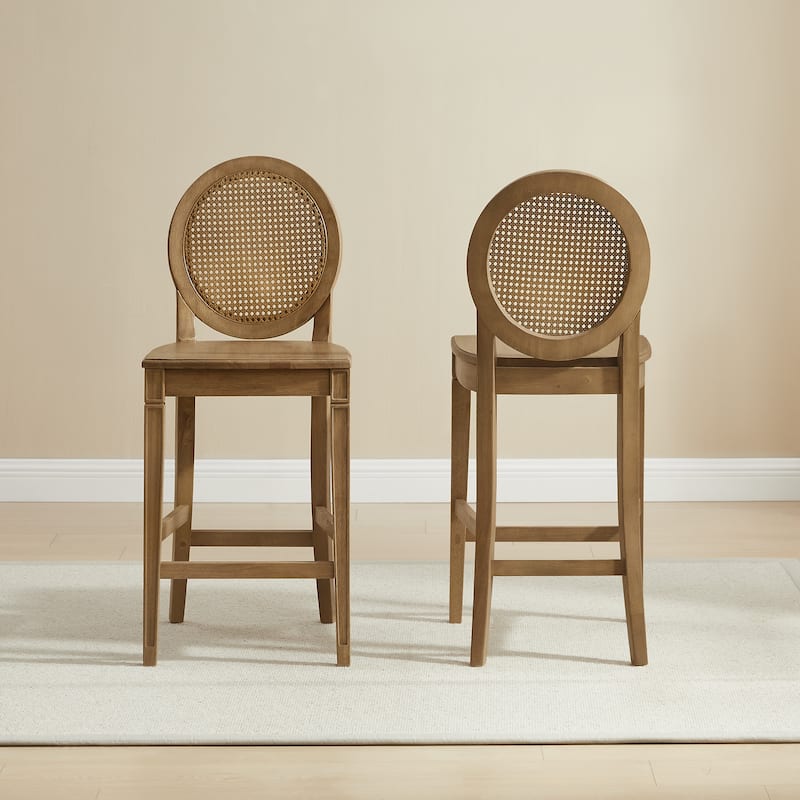 Crosley Katia 2-Piece Cane-Back Counter Stool Set
