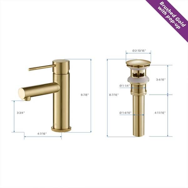 dimension image slide 6 of 11, Luxury Solid Brass Single Hole Bathroom Faucet