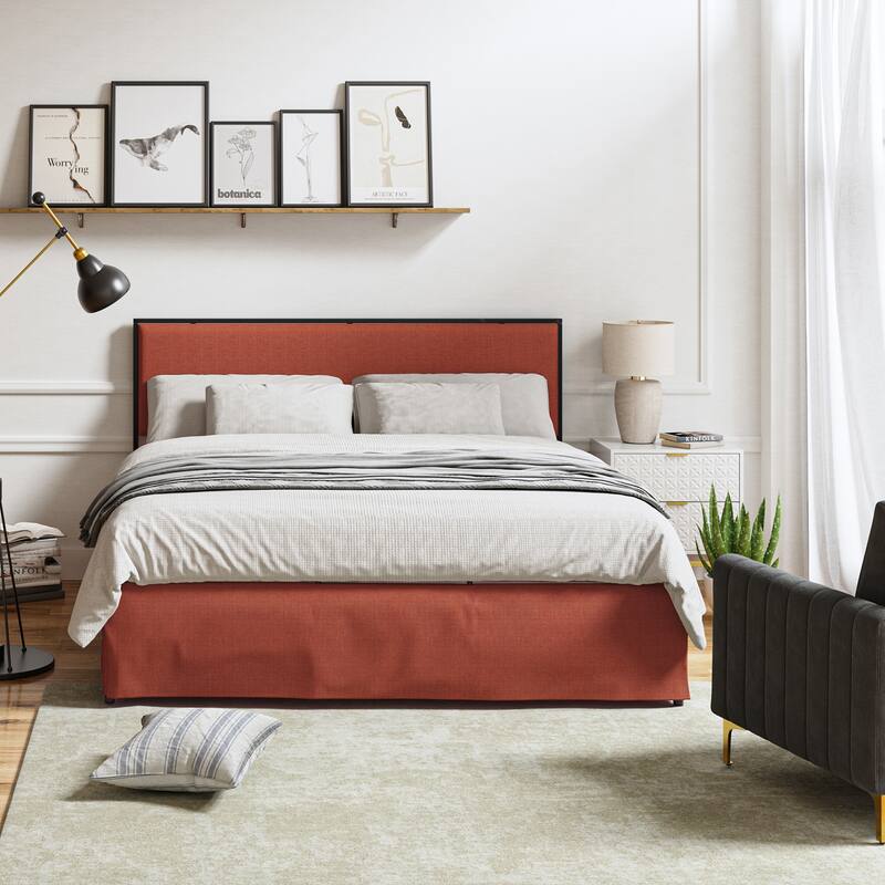 Oliver Modern Washable Slipcover Bed Upholstered Metal by HULALA HOME