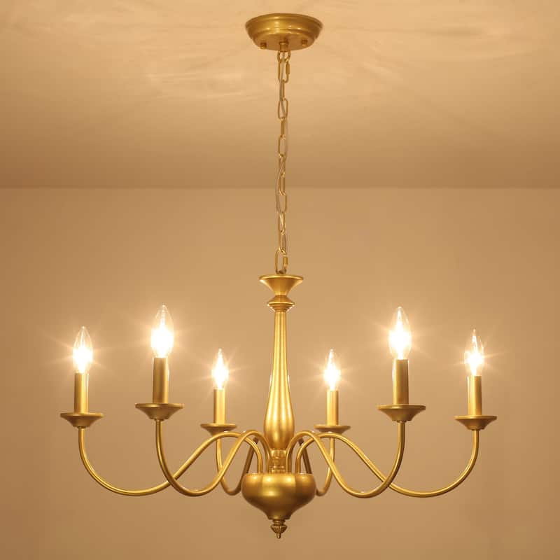 6-Light 27.95-inch Industrial Candle Chandelier Light for Bedroom Foyer