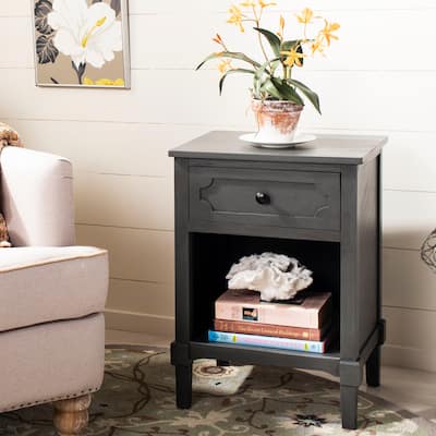 SAFAVIEH Rosaleen Grey Storage Side Table - 16.9" x 15" x 24"