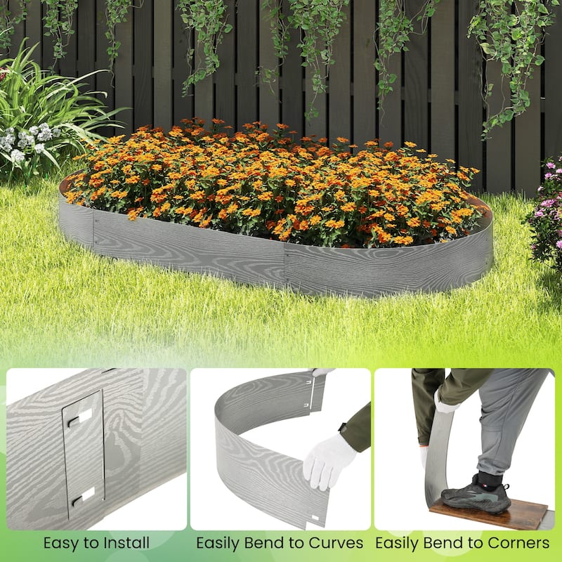 Gymax 6-Pack 20 FT Galvanized Metal Landscape Edging Heavy-Duty Metal