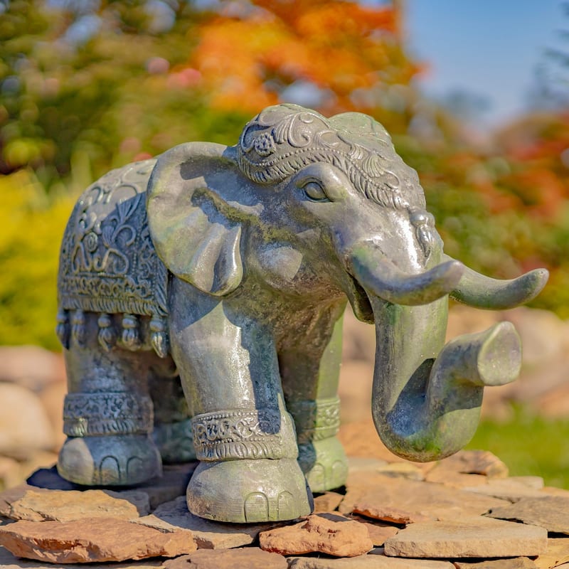 Boho Elephant Statue - 25.2"x10.6"x15.7"