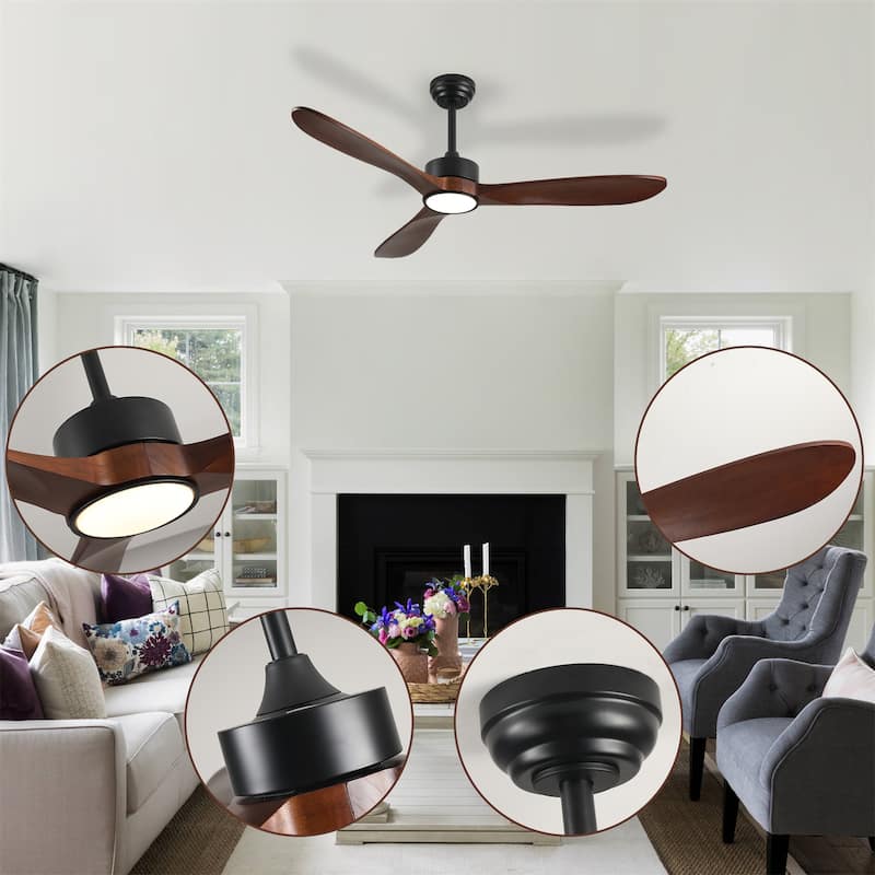 52" Ceiling Fan with Light and Remote Control, 6-speed Reversible DC Motor
