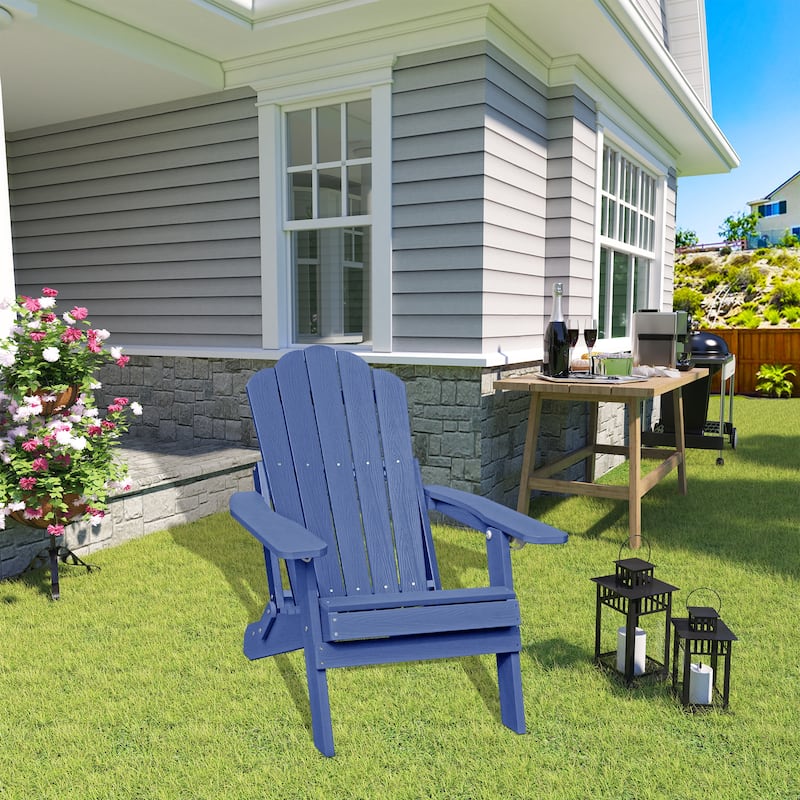 Clihome HIPS Folding Patio Adirondack Chair - Blue