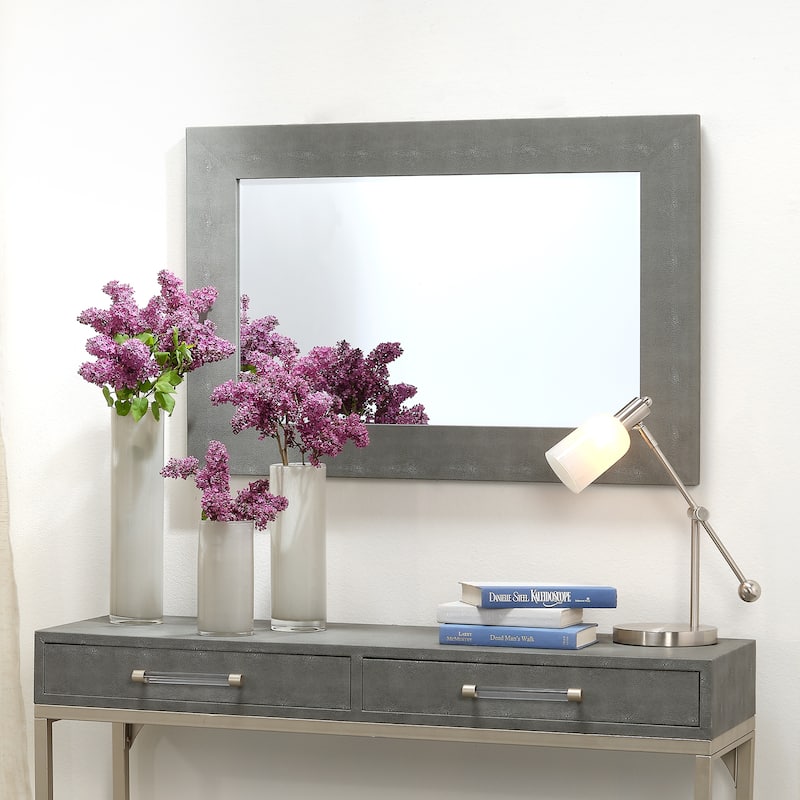 Alden Décor Esme Shagreen Rectangle Mirror, Grey
