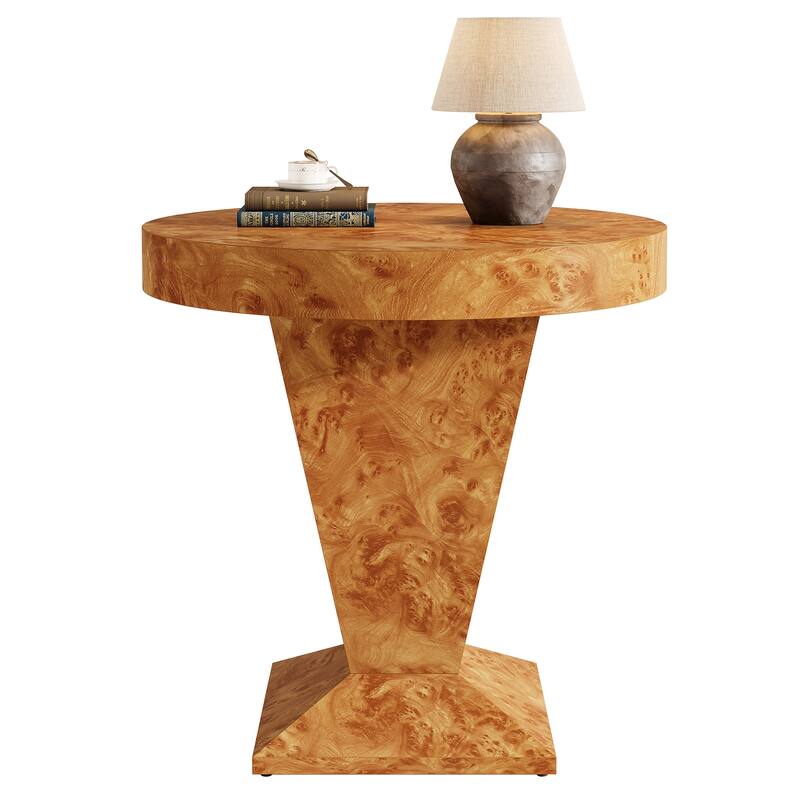 Modern Round Side Table, 23.62-Inch Pedestal End Table