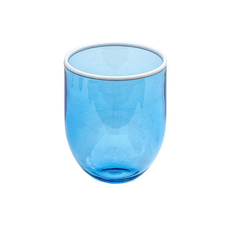 Abode Homewares Contrast Acrylic Stemless Wine Glass - Blue - 15 oz - Set of 6