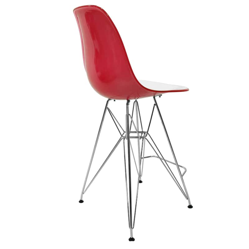 LeisureMod Modern Cresco Acrylic Barstool with Chrome Base and Footrest for Home Bar Restaurant