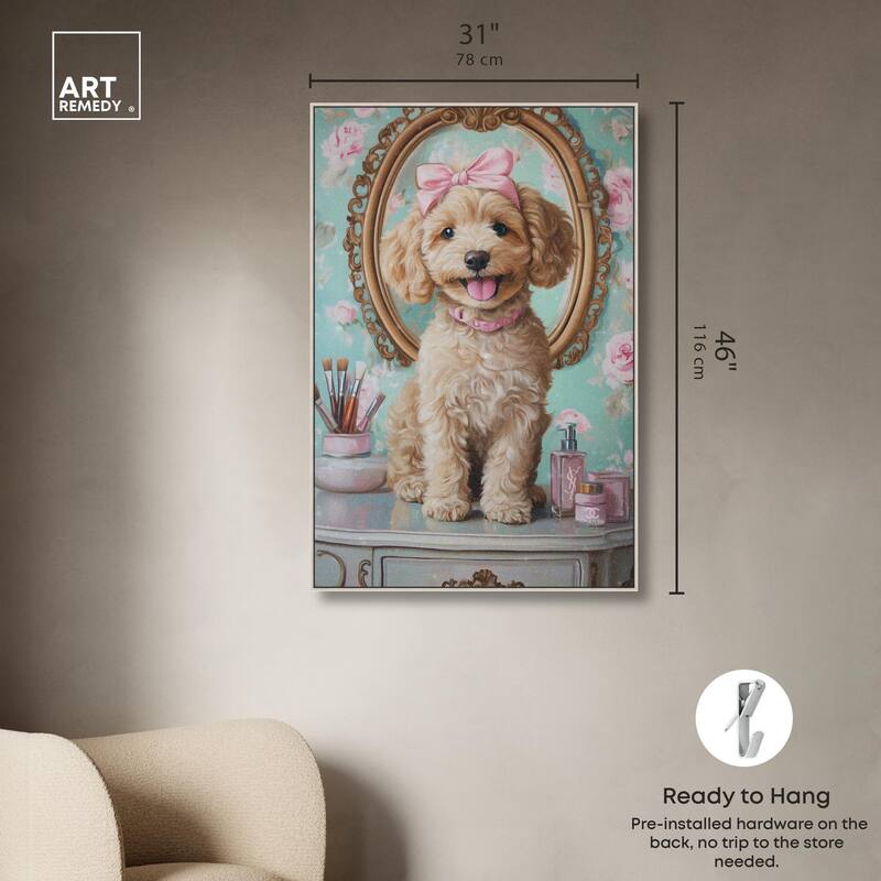 Puppy at the Vanity Canvas by Art Remedy