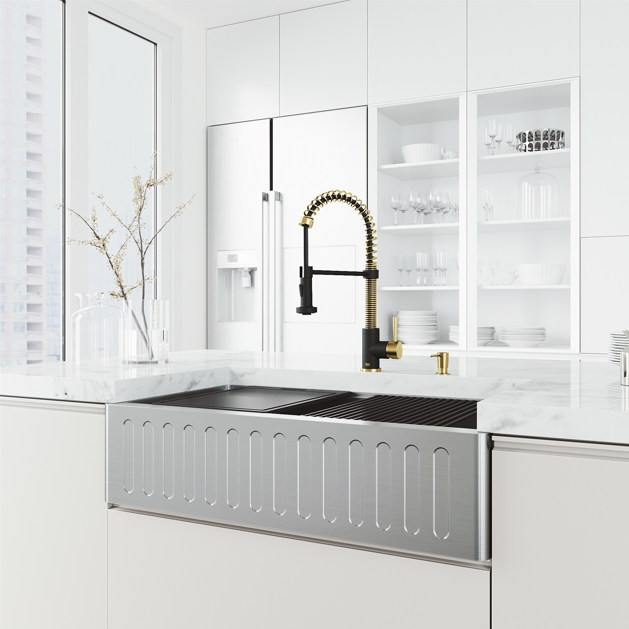 VIGO Bedford Stainless Steel Kitchen Sink Set with Laurelton ...