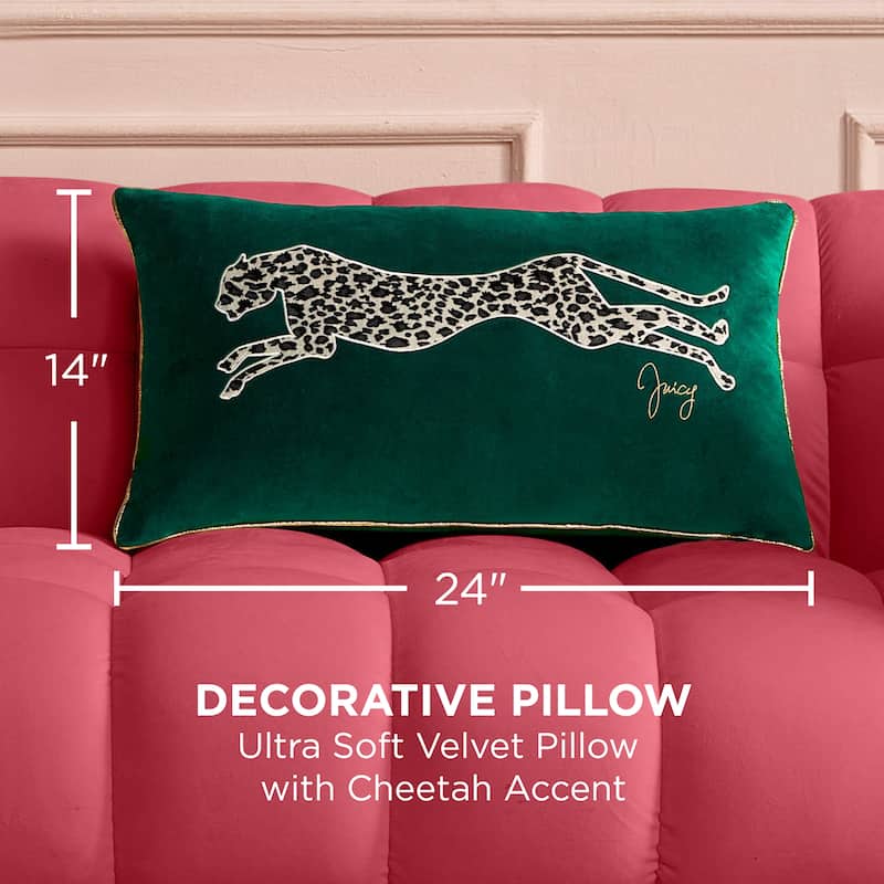 Juicy Couture Velvet Cheetah Pillow 14" x 24"