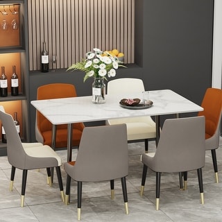 Modern Dining Table with Metal Frame Sintered Stone Top Kitchen Table ...