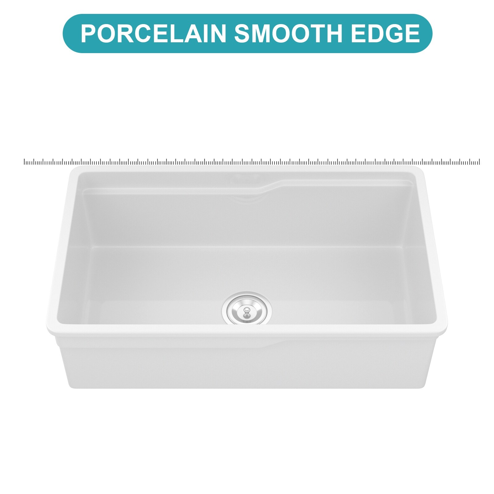 32 Inch Undermount Single Bowl Porcelain Fireclay Kitchen Sink in