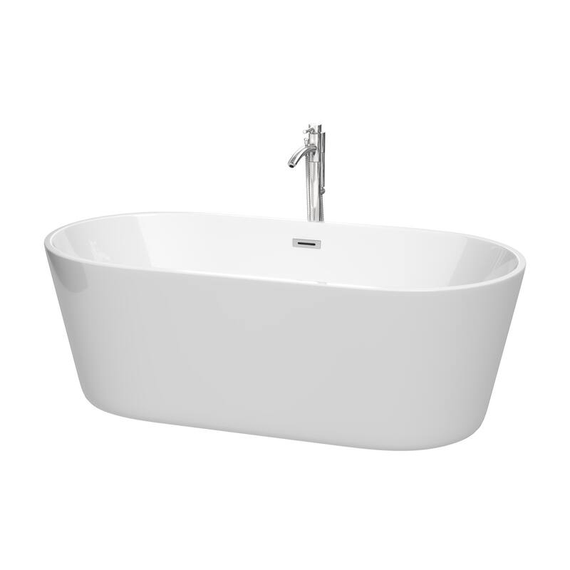 Wyndham Collection WCOBT101567ATP11-XX Carissa CD 67" Free Standing - White / Polished Chrome Trim