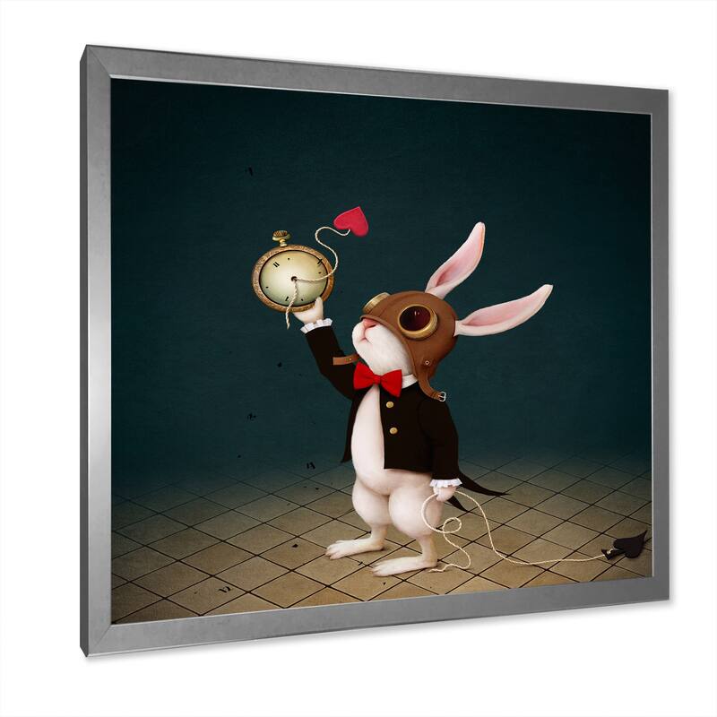 Designart "White Rabbit Alice In Wonderland I" Children's Art Framed Art Print