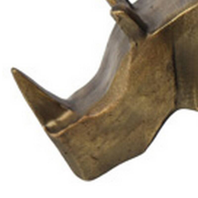 Geny Modern Rhino Sculpture, Tabletop Home Decor, Antique Gold Finish