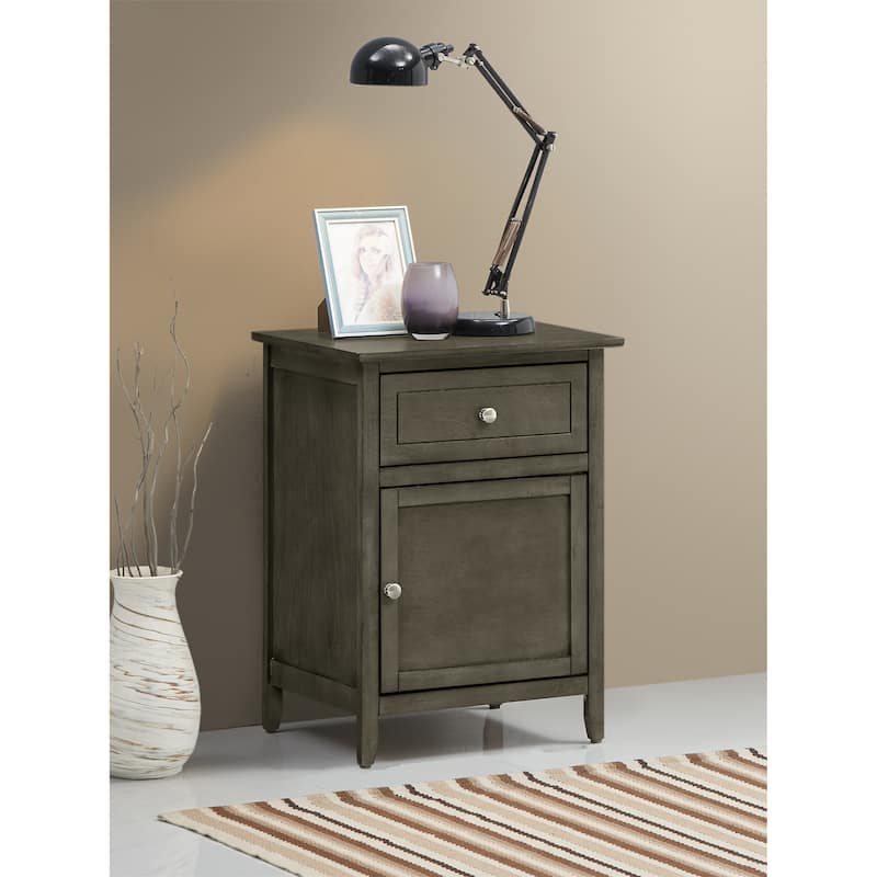 Modern 19-in Metal Hand Holder Single-Drawer Wood Nightstand with Cabinet