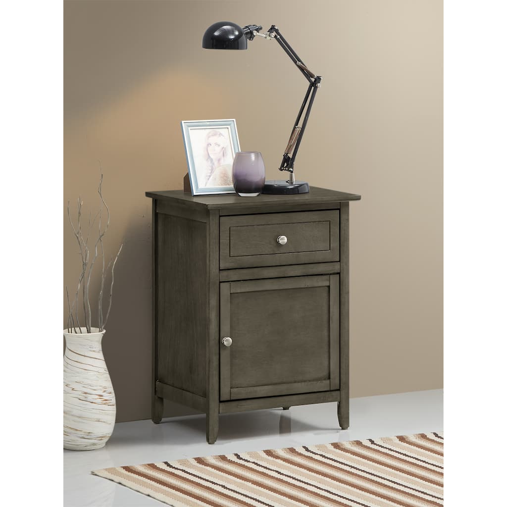 Transitional Gray Nightstand with Drawer and Door