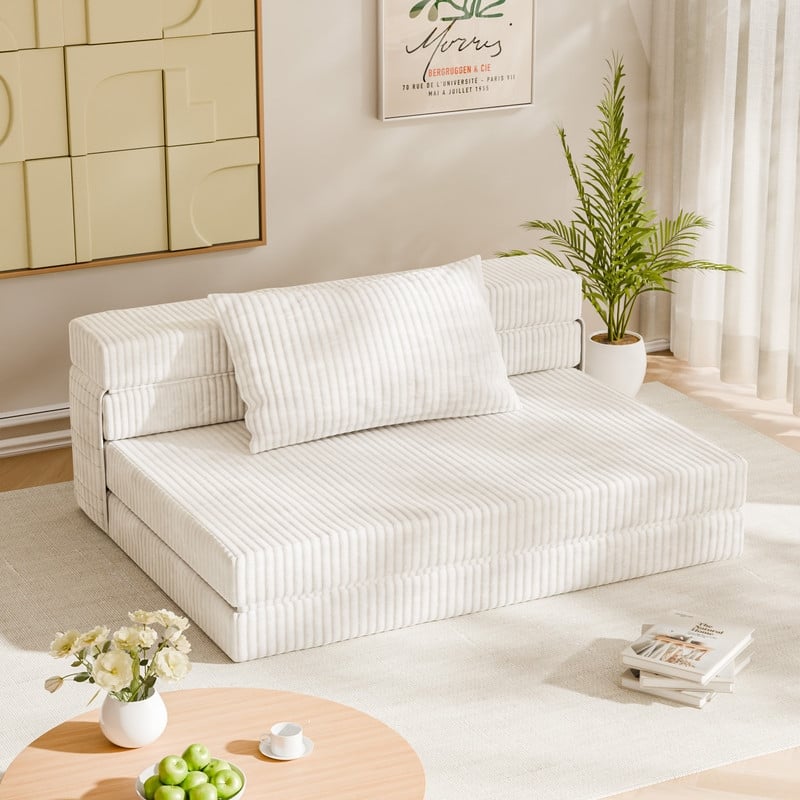 Folding Sofa Bed, Convertible Sleeper Chair with Pilow Foldable Matress, Comfy Floor Sofa Lounge for Living Room, Apartment