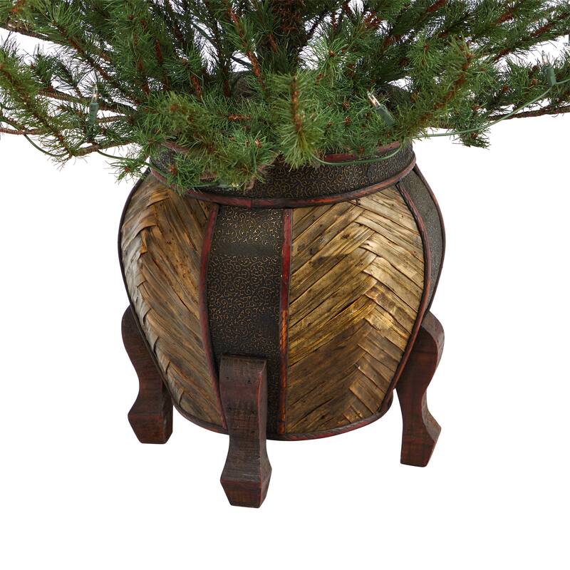 4.5' Artificial Christmas Tree with 100 Lights in Decorative Planter