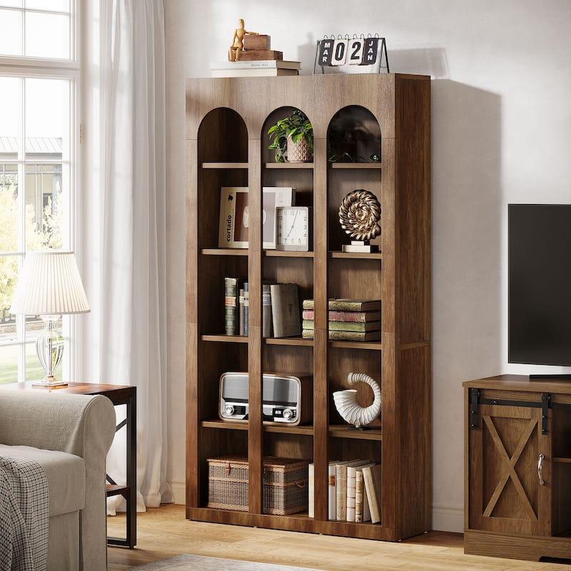 5-Tier Arched Bookshelf, 70.87-Inch Tall Bookcase for Home Office, Living Room - 39.37" W x 11.81" D x 70.87" H