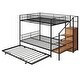 preview thumbnail 4 of 26, Twin Over Full Size Bunk Bed with Trundle and Bulit-in Wardrobe, Metal Bunk Bedframe with Lateral Storage Ladder & Wire Shelving