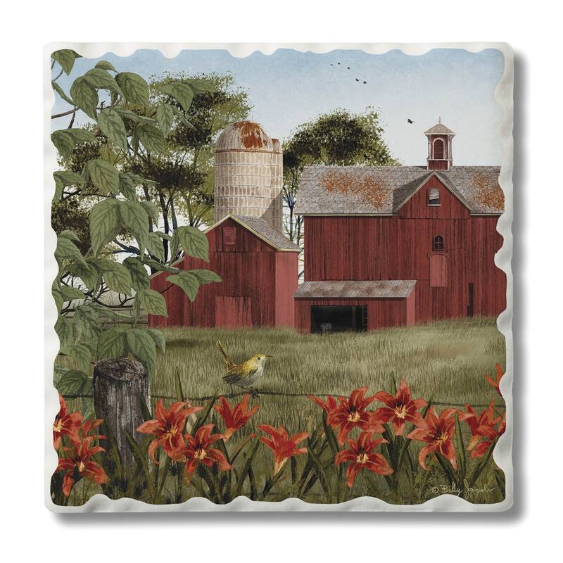 Counterart Absorbent Stone Coasters - Summer Days - Set of 4 - 4x4x1.434