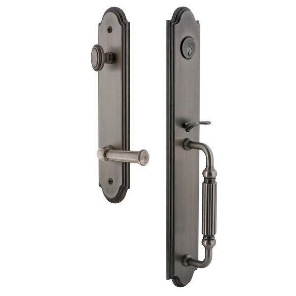 Grandeur ARCFGRGEO_ESET_238_LH Arc Solid Brass Rose Left Handed Keyed Entry Single Cylinder Full Plate "F" Grip Handleset with