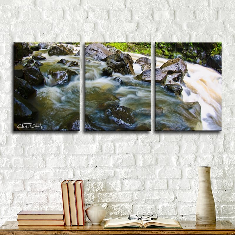 Ready2HangArt 'Maui Rocky Waterfall' 3-Piece Wrapped Canvas Wall Art Set